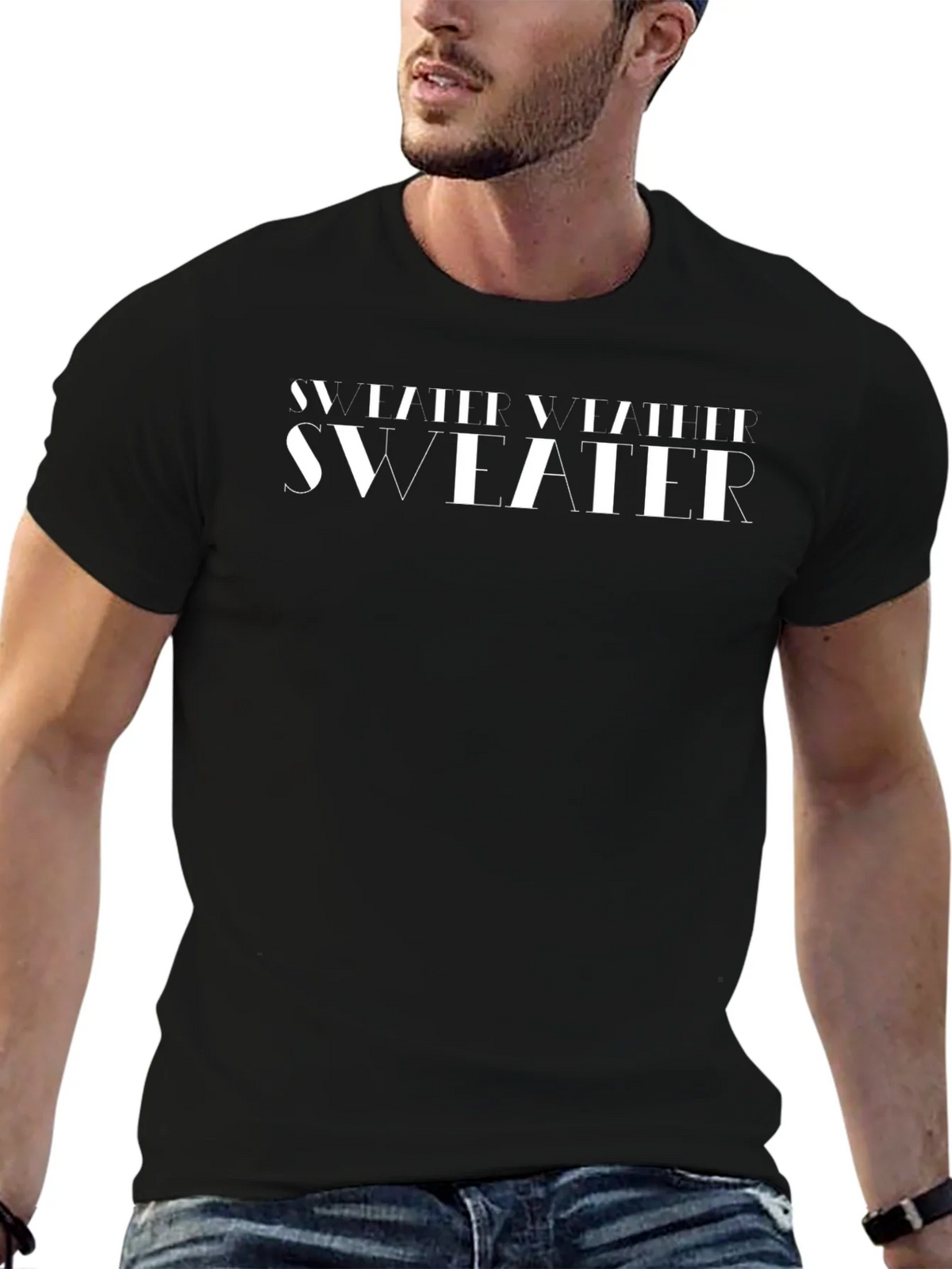 Stylish Sweater Weather Black Graphic T-Shirt
