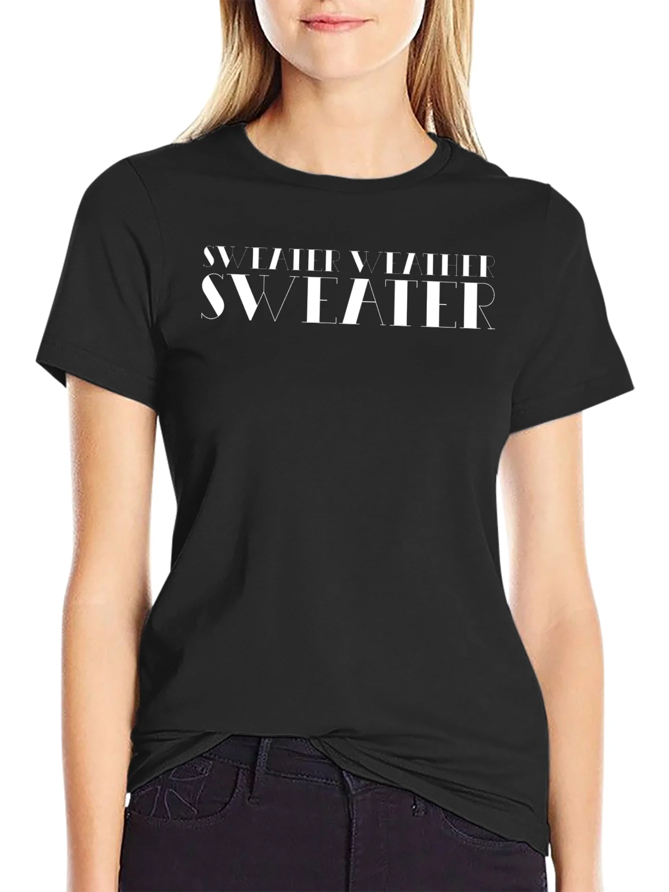 Stylish Sweater Weather Black Graphic T-Shirt