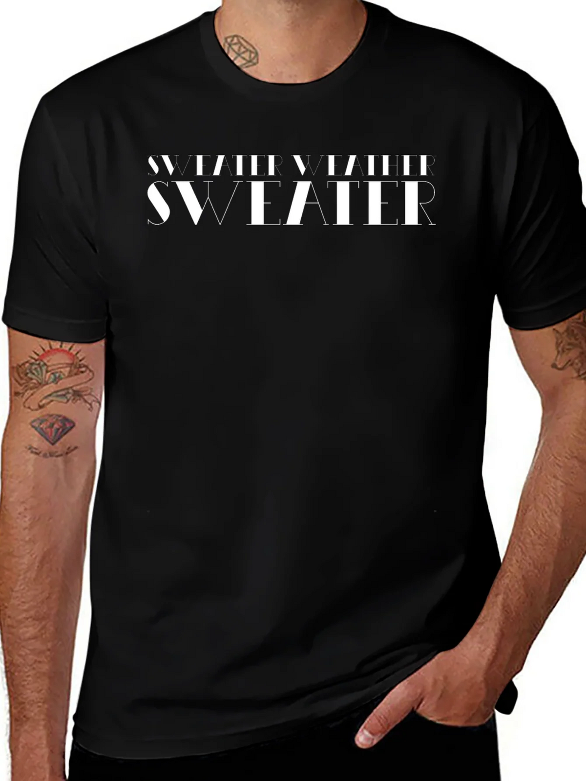 Stylish Sweater Weather Black Graphic T-Shirt