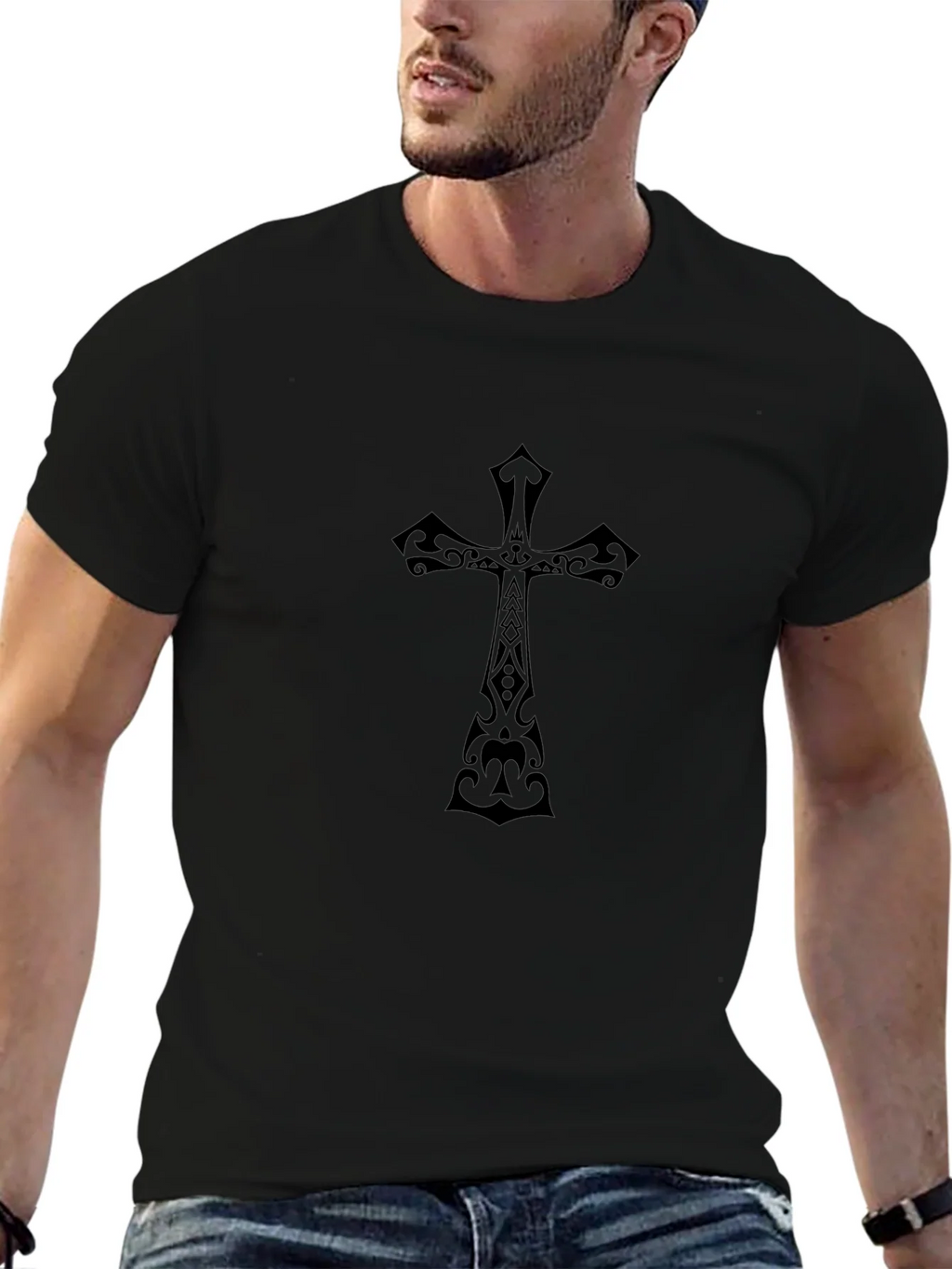 Black Christian Cross Graphic Tee
