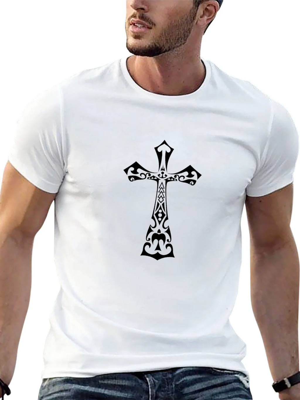 Black Christian Cross Graphic Tee