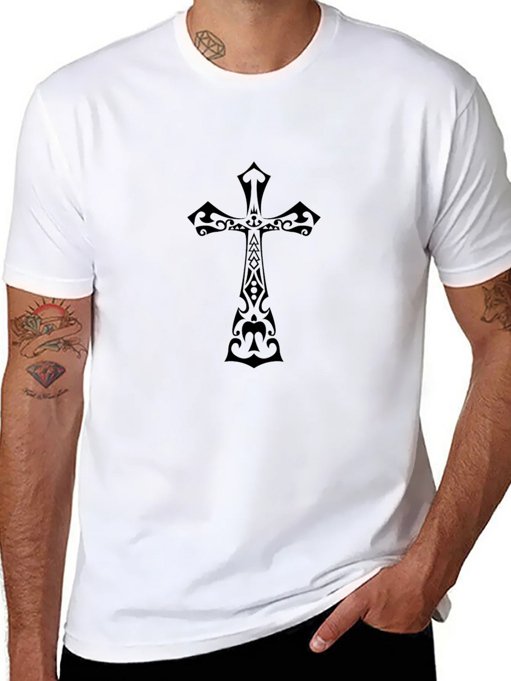 Black Christian Cross Graphic Tee
