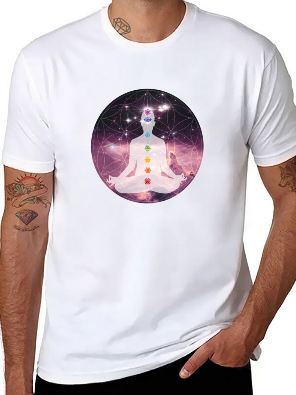 Chakra Meditation Graphic Tee - Relaxing Comfort