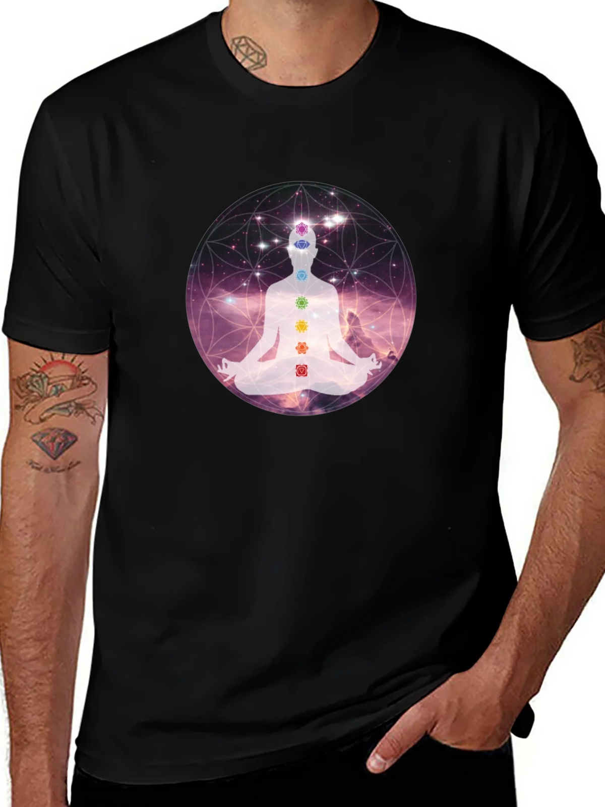 Chakra Meditation Graphic Tee - Relaxing Comfort