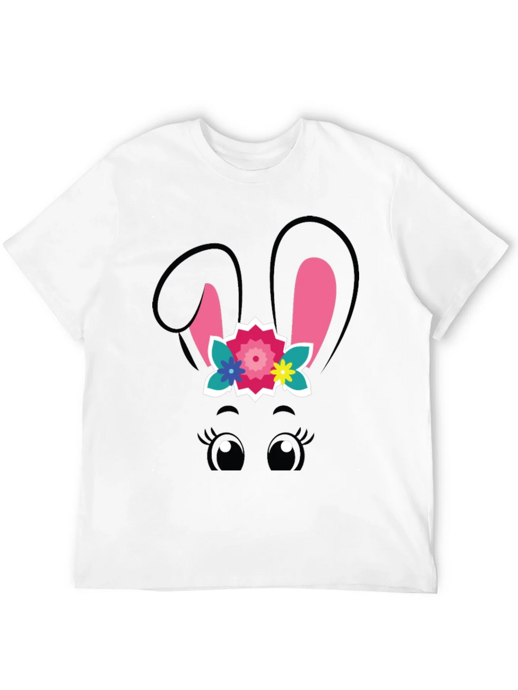 Cute Easter Bunny Face Black T-Shirt
