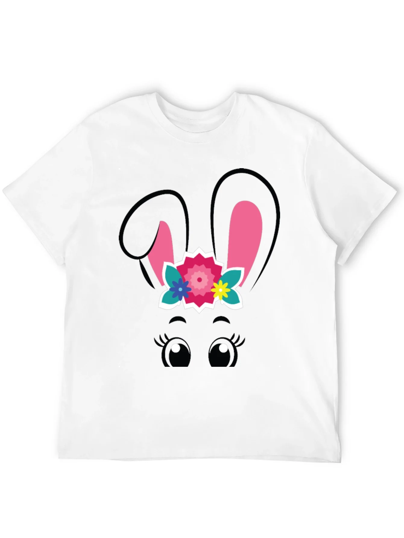 Cute Easter Bunny Face Black T-Shirt