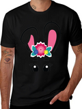 Cute Easter Bunny Face Black T-Shirt