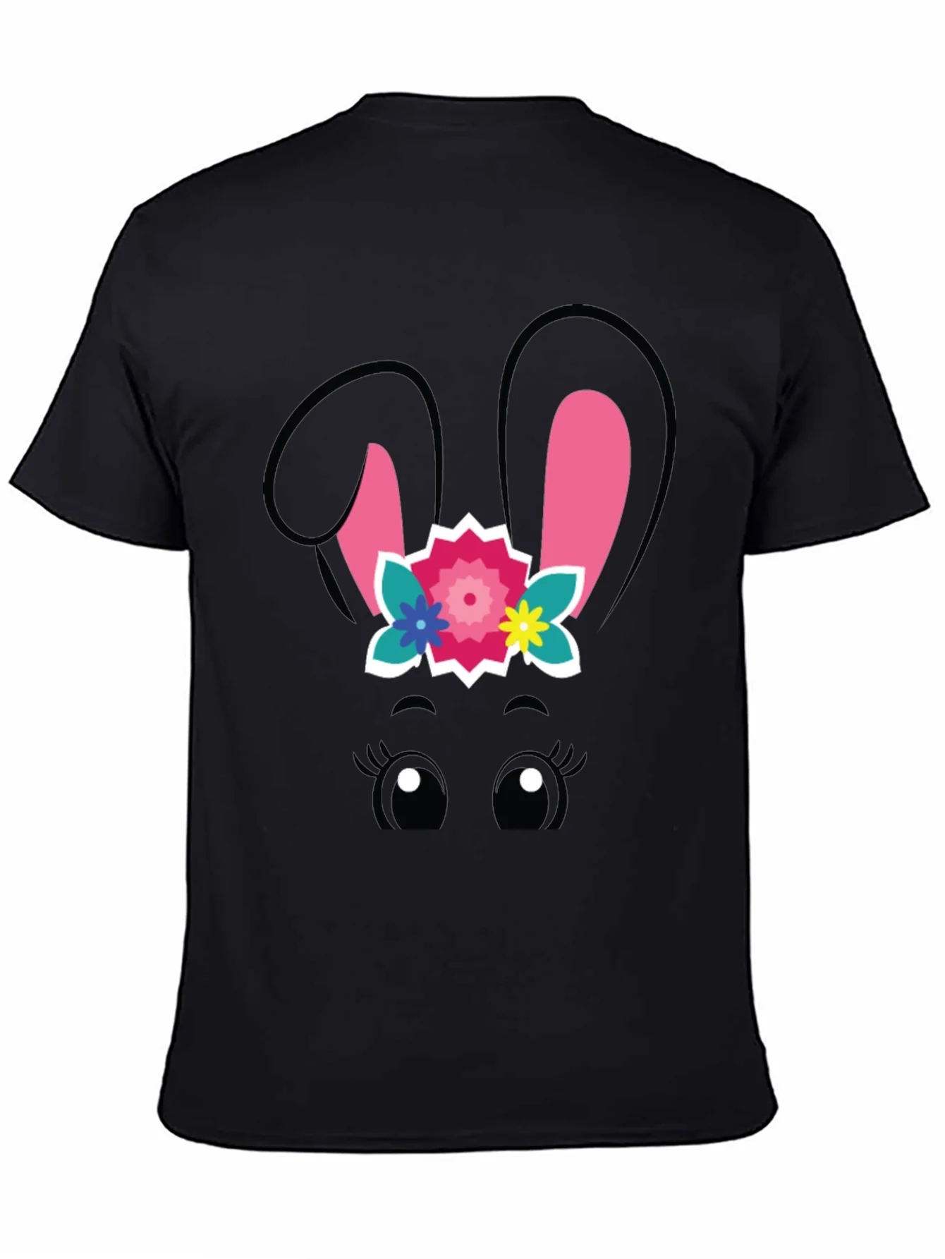 Cute Easter Bunny Face Black T-Shirt