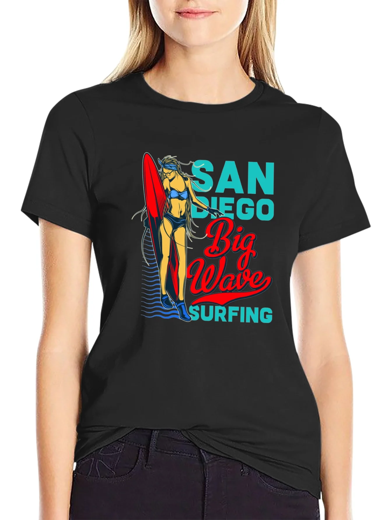 San Diego Big Wave Surfing Graphic T-Shirt