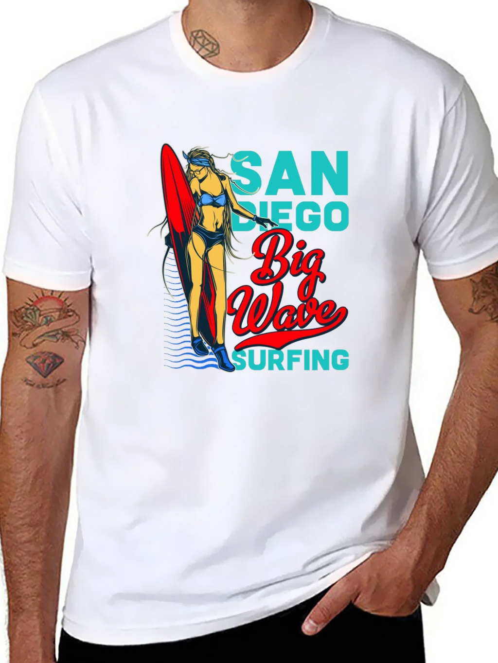 San Diego Big Wave Surfing Graphic T-Shirt