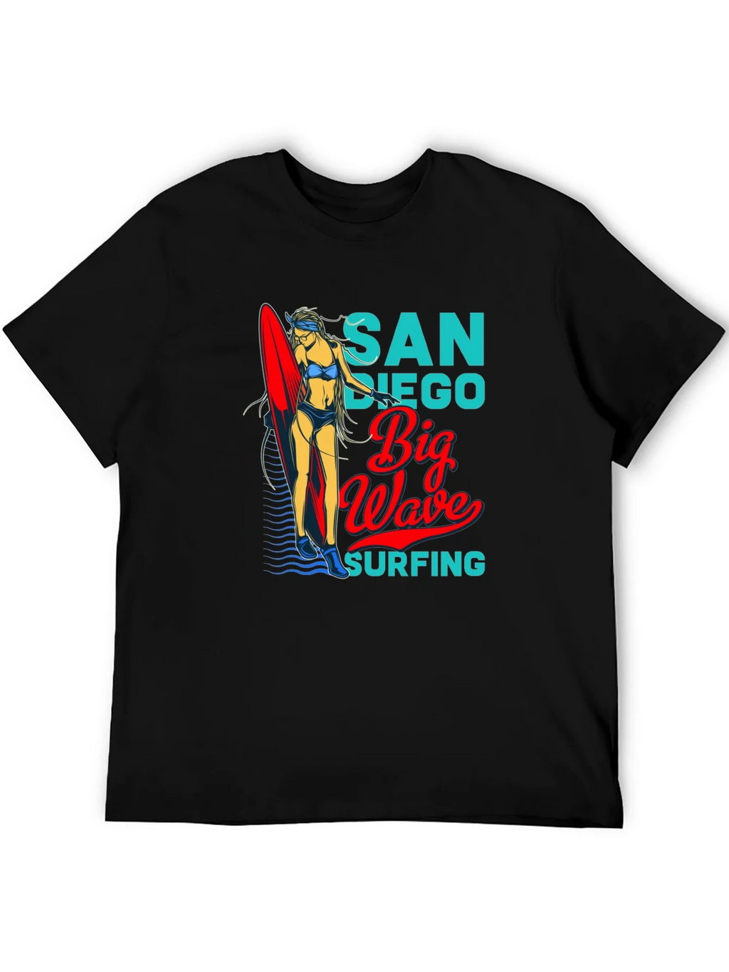 San Diego Big Wave Surfing Graphic T-Shirt