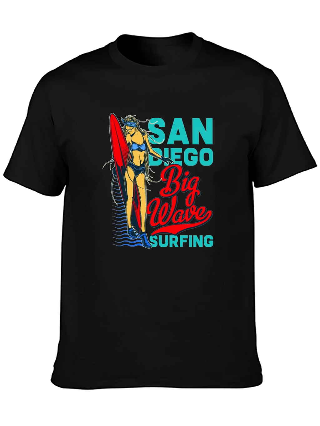 San Diego Big Wave Surfing Graphic T-Shirt
