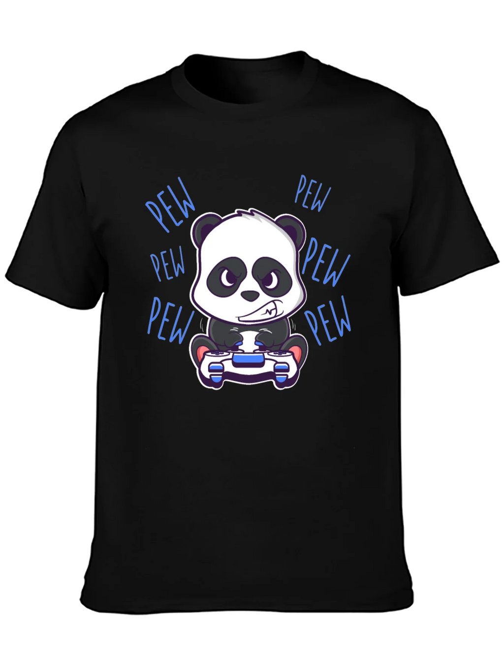 Gamer Panda Black T-Shirt - Pew Pew