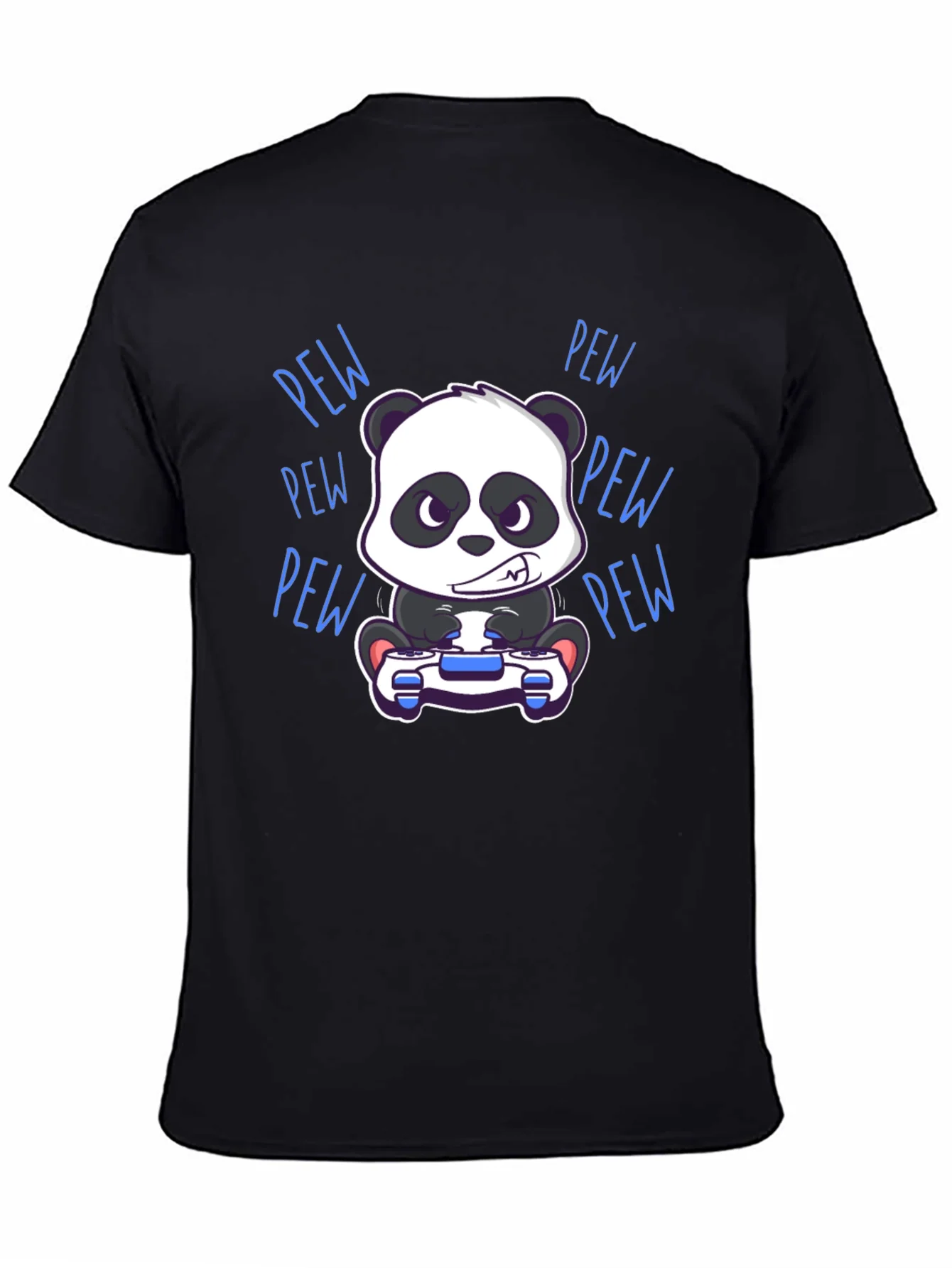Gamer Panda Black T-Shirt - Pew Pew