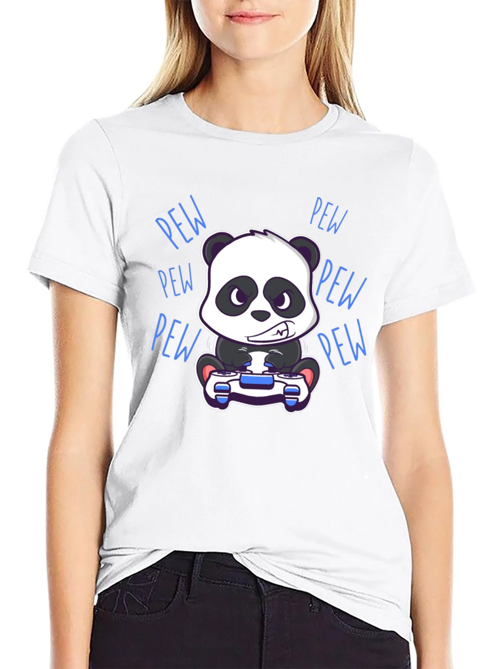 Gamer Panda Black T-Shirt - Pew Pew
