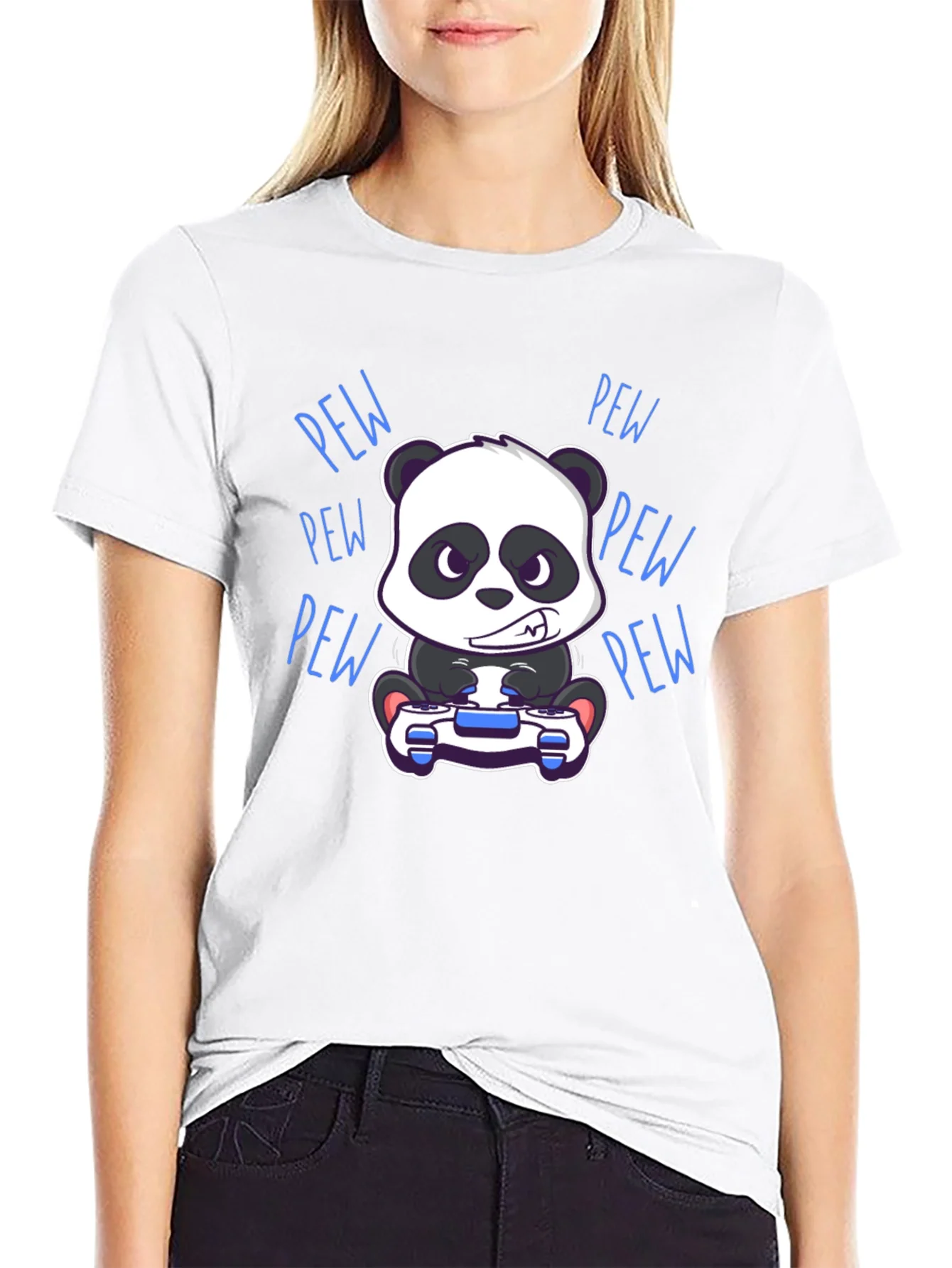 Gamer Panda Black T-Shirt - Pew Pew