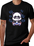 Gamer Panda Black T-Shirt - Pew Pew