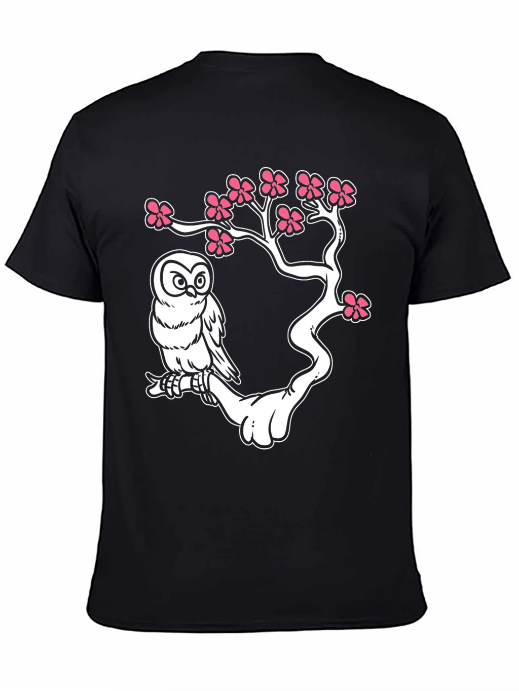 Owl on Branch Graphic T-Shirt - Black