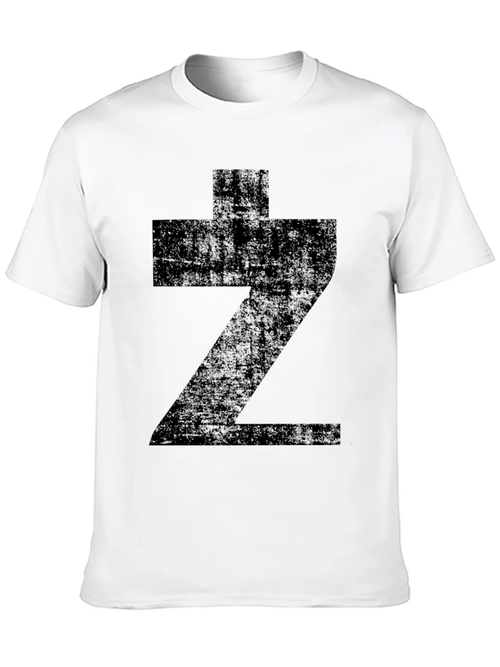 Graphic Tee: Distressed Black Z Print T-Shirt