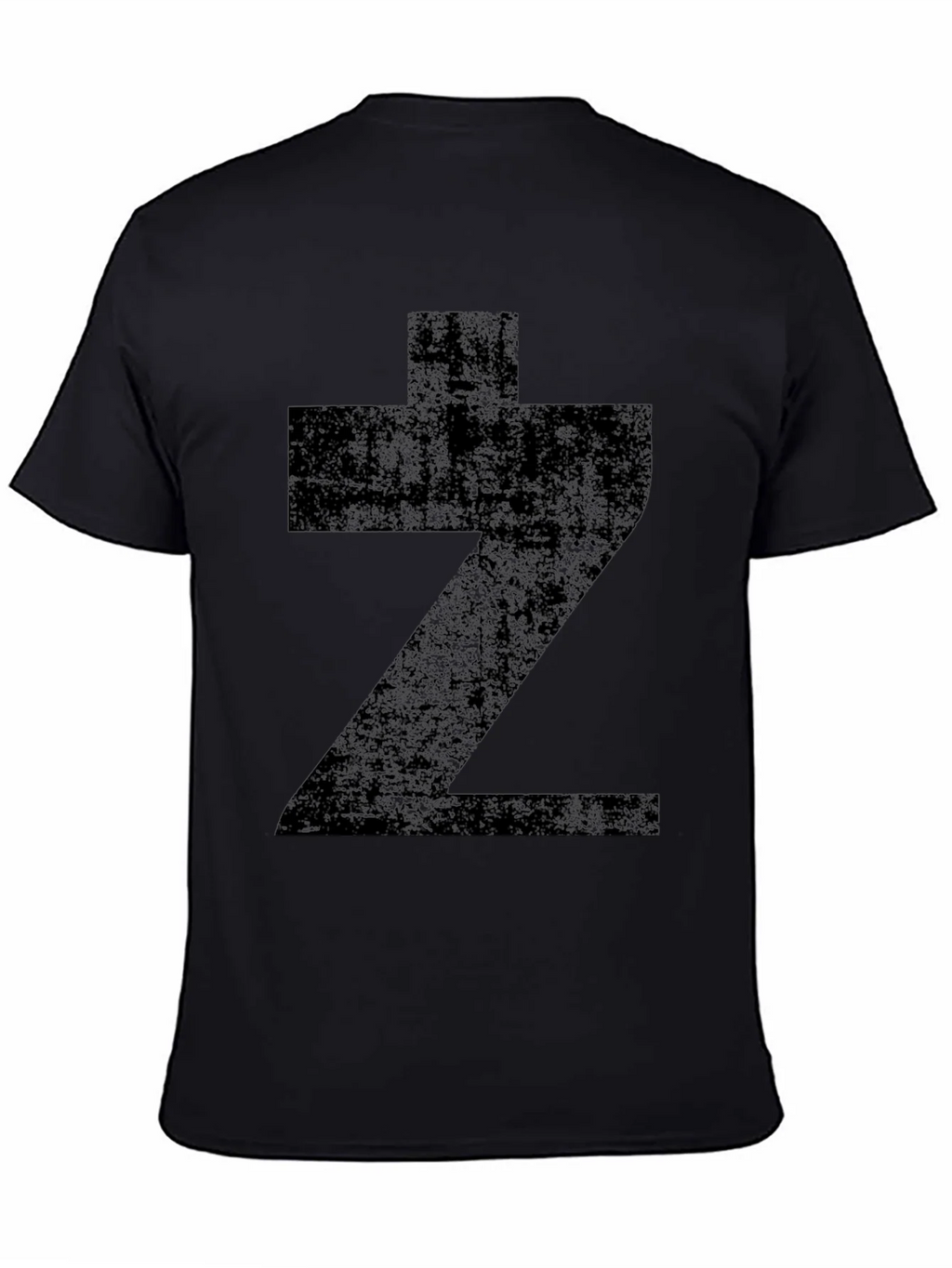 Graphic Tee: Distressed Black Z Print T-Shirt