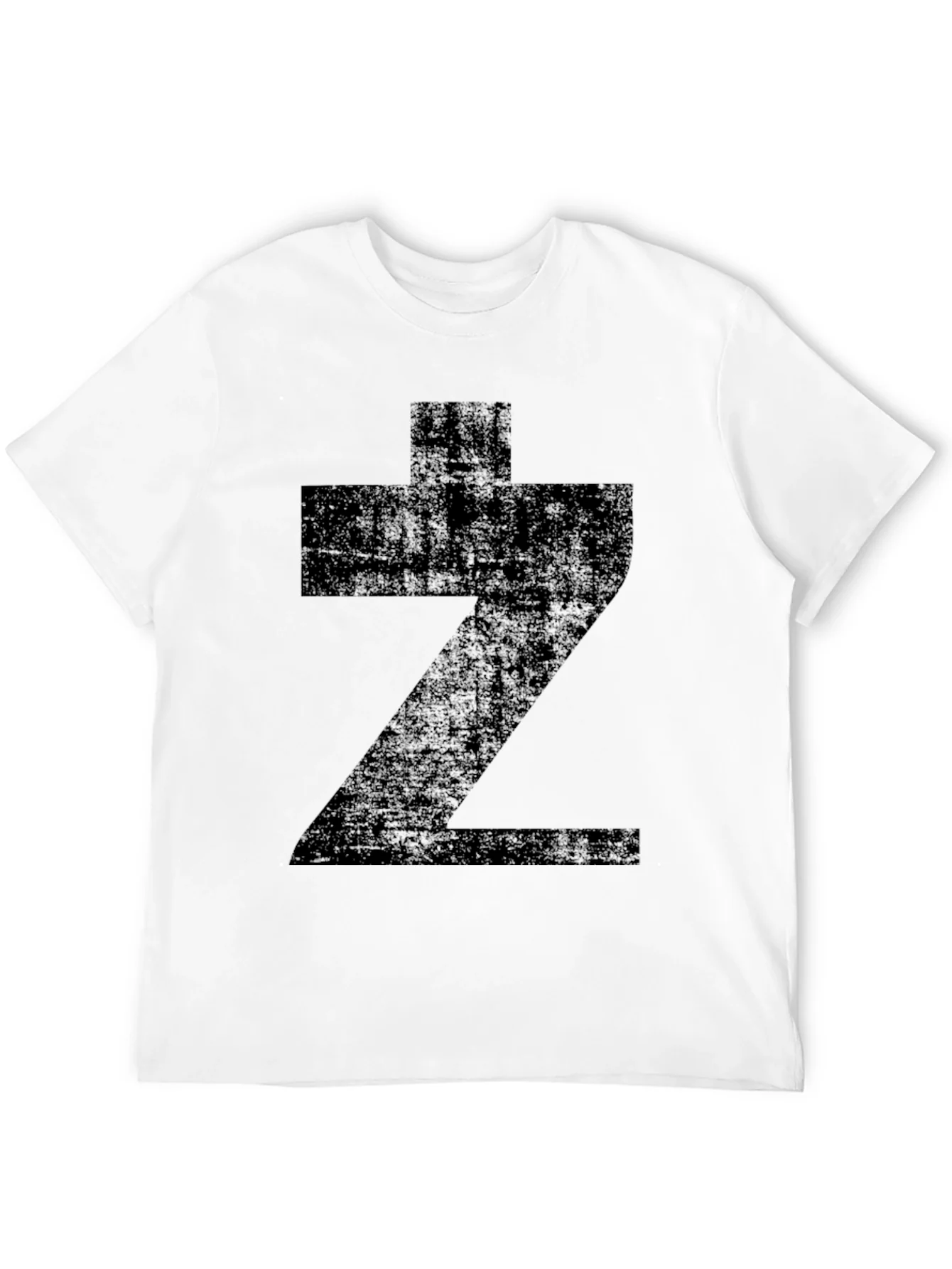 Graphic Tee: Distressed Black Z Print T-Shirt