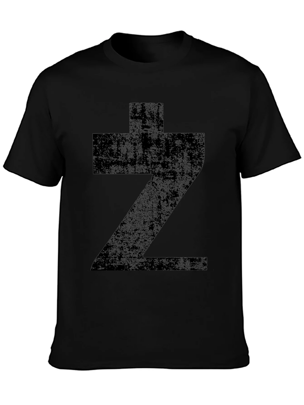 Graphic Tee: Distressed Black Z Print T-Shirt