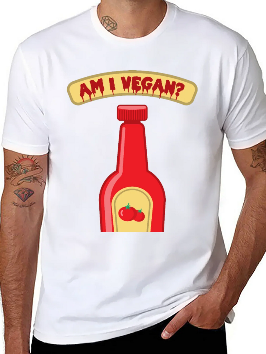 Am I Vegan Ketchup Graphic T-Shirt
