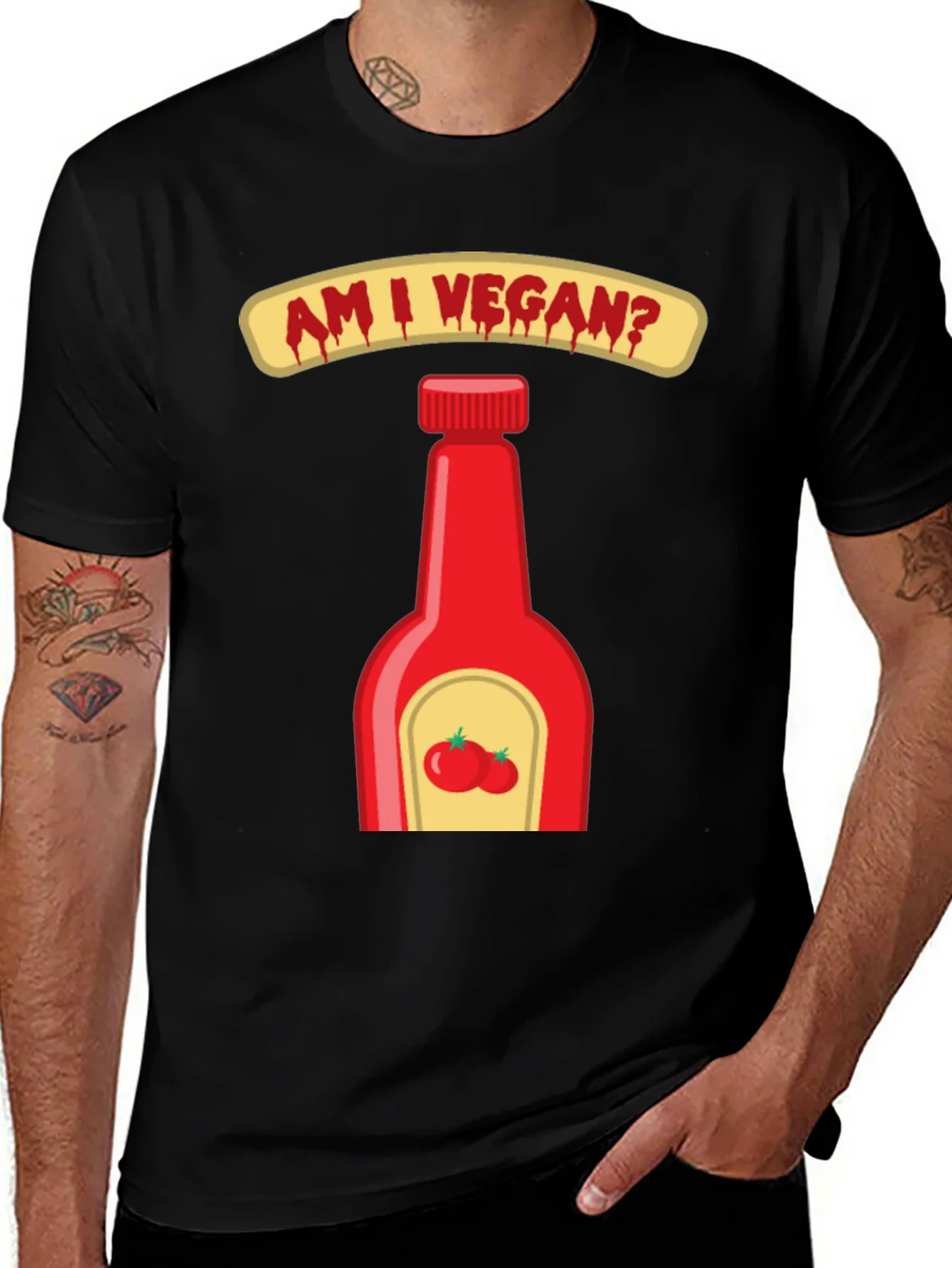 Am I Vegan Ketchup Graphic T-Shirt