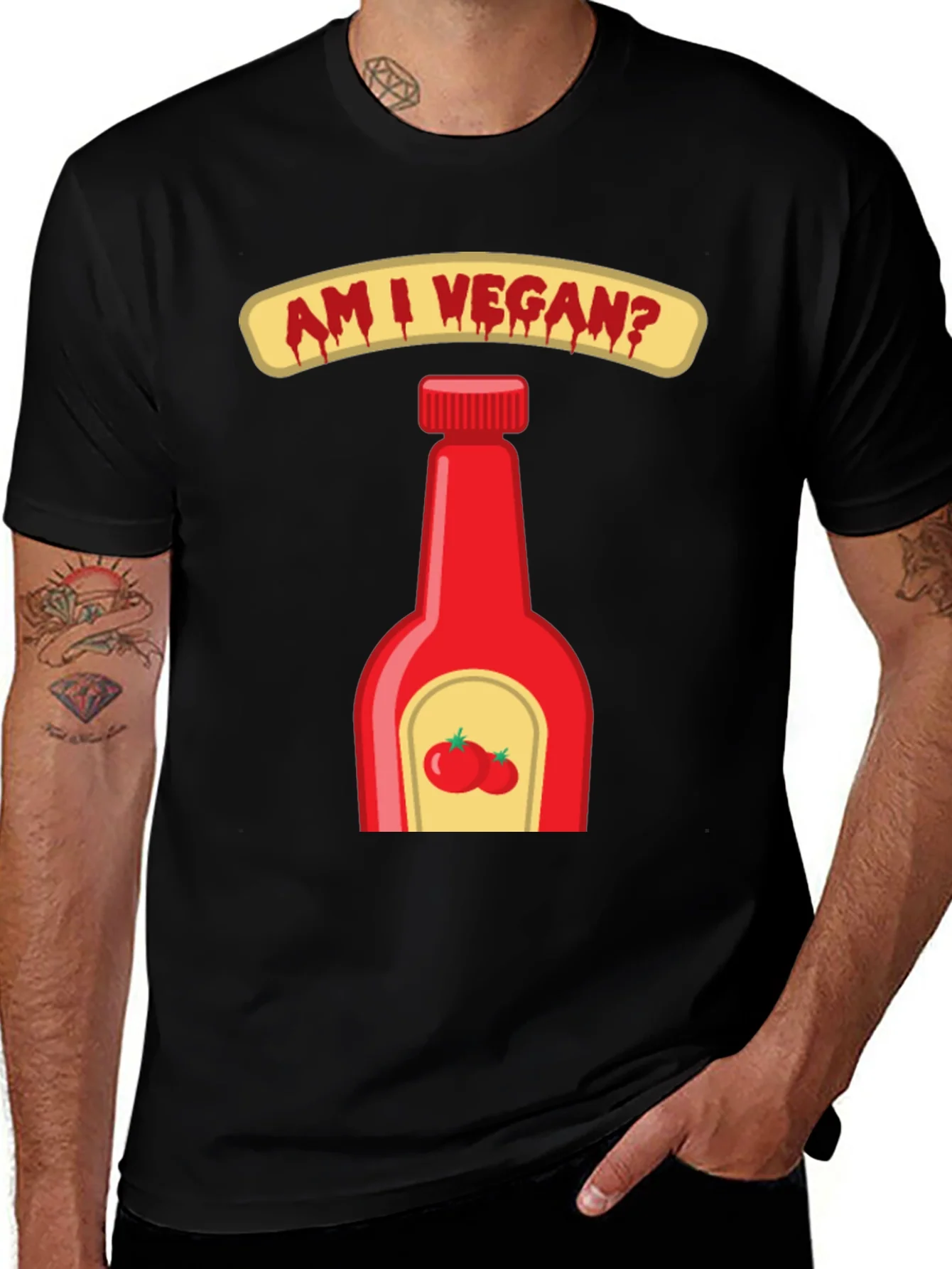 Am I Vegan Ketchup Graphic T-Shirt