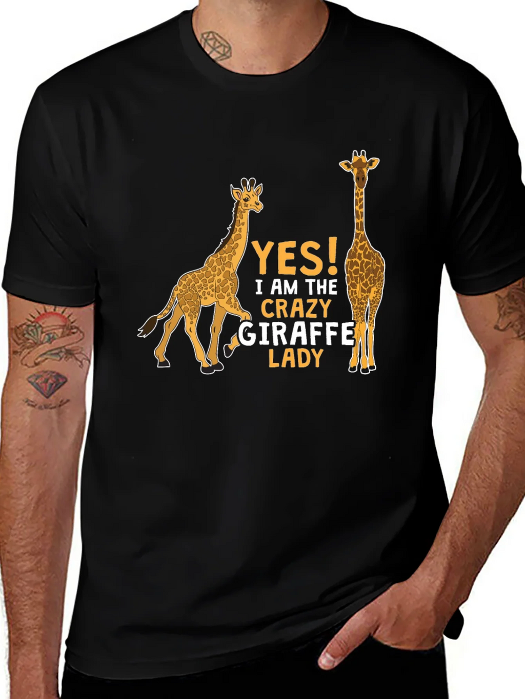 Crazy Giraffe Lady T-Shirt - Novelty Graphic Tee