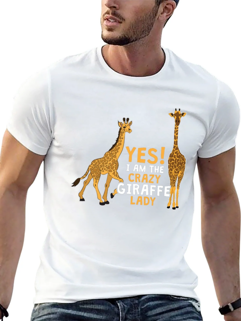 Crazy Giraffe Lady T-Shirt - Novelty Graphic Tee