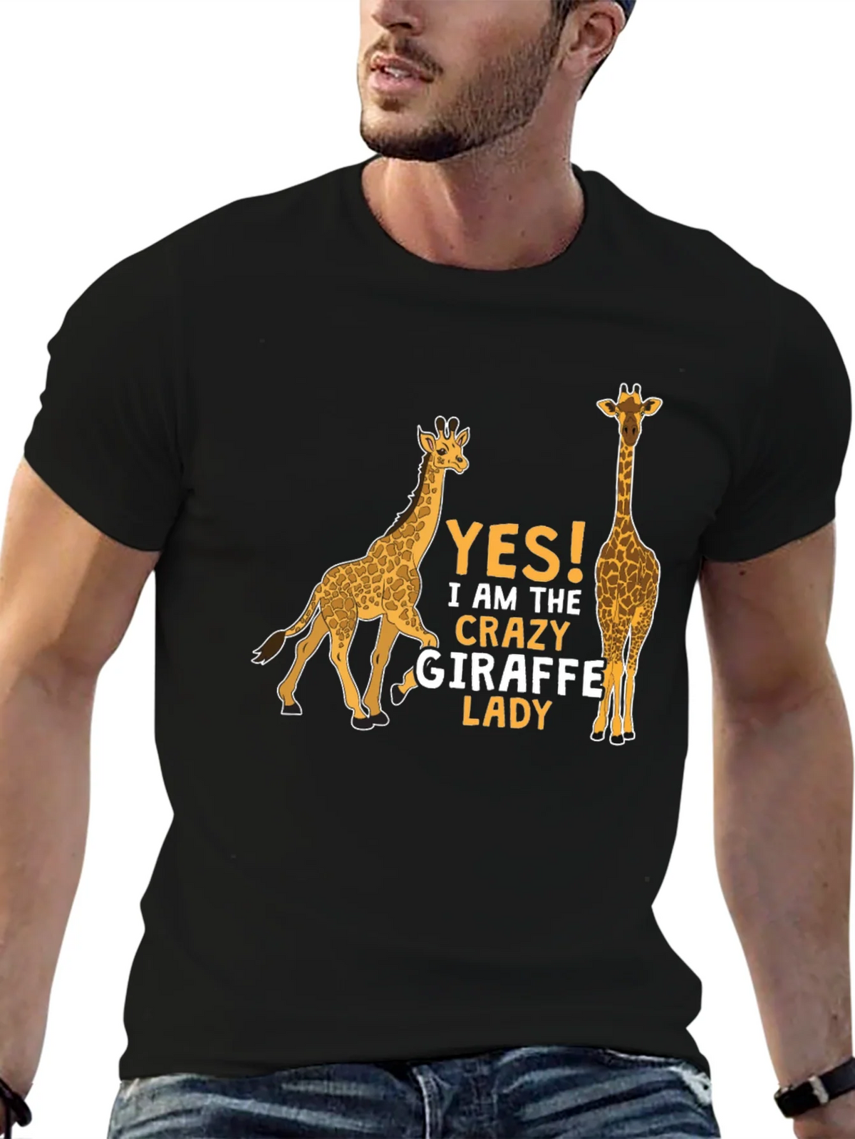 Crazy Giraffe Lady T-Shirt - Novelty Graphic Tee