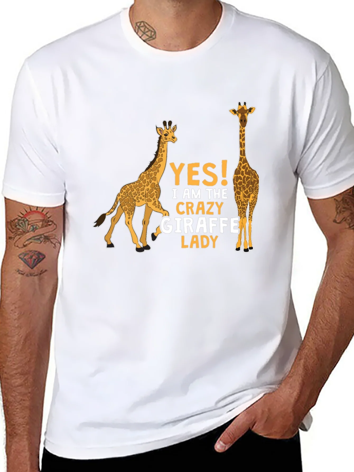 Crazy Giraffe Lady T-Shirt - Novelty Graphic Tee