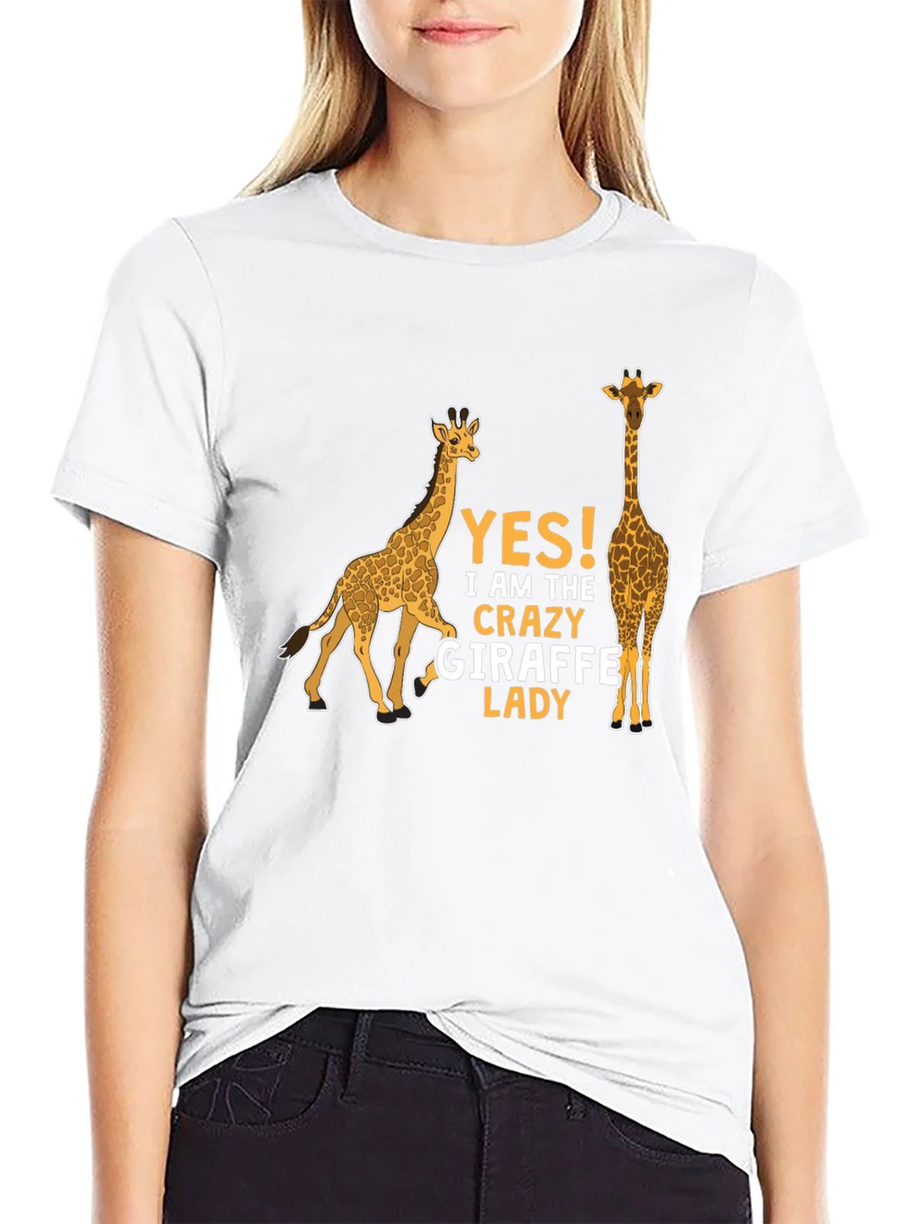 Crazy Giraffe Lady T-Shirt - Novelty Graphic Tee
