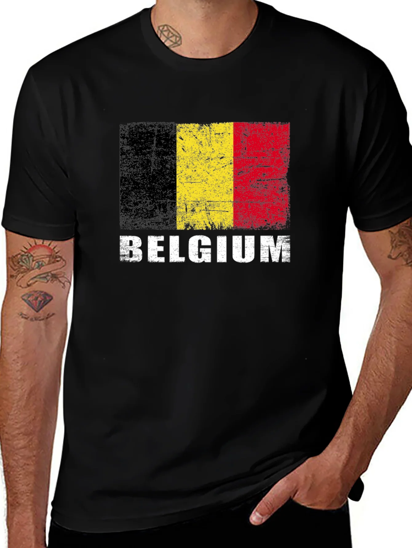 Belgium Flag T-Shirt - Distressed Graphic Tee