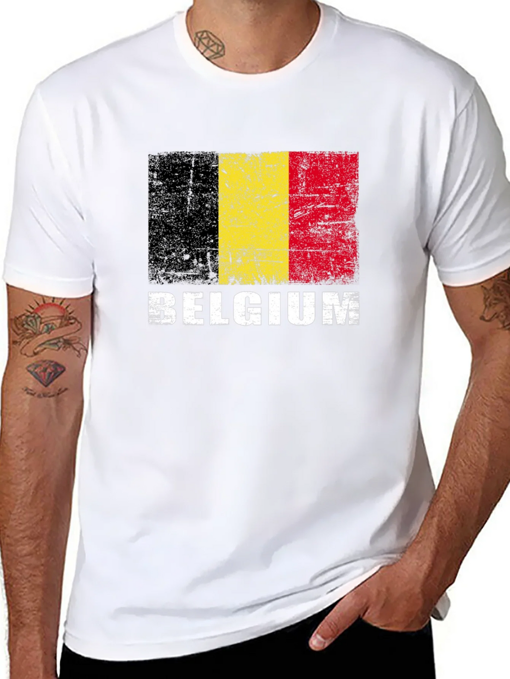 Belgium Flag T-Shirt - Distressed Graphic Tee