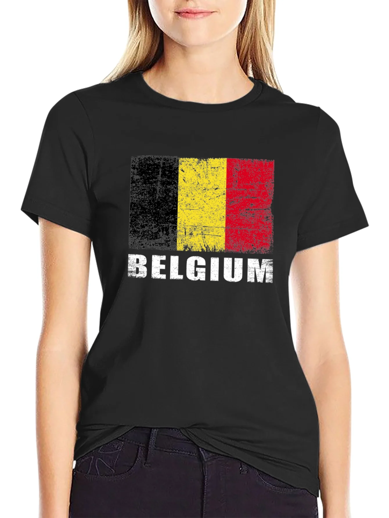 Belgium Flag T-Shirt - Distressed Graphic Tee