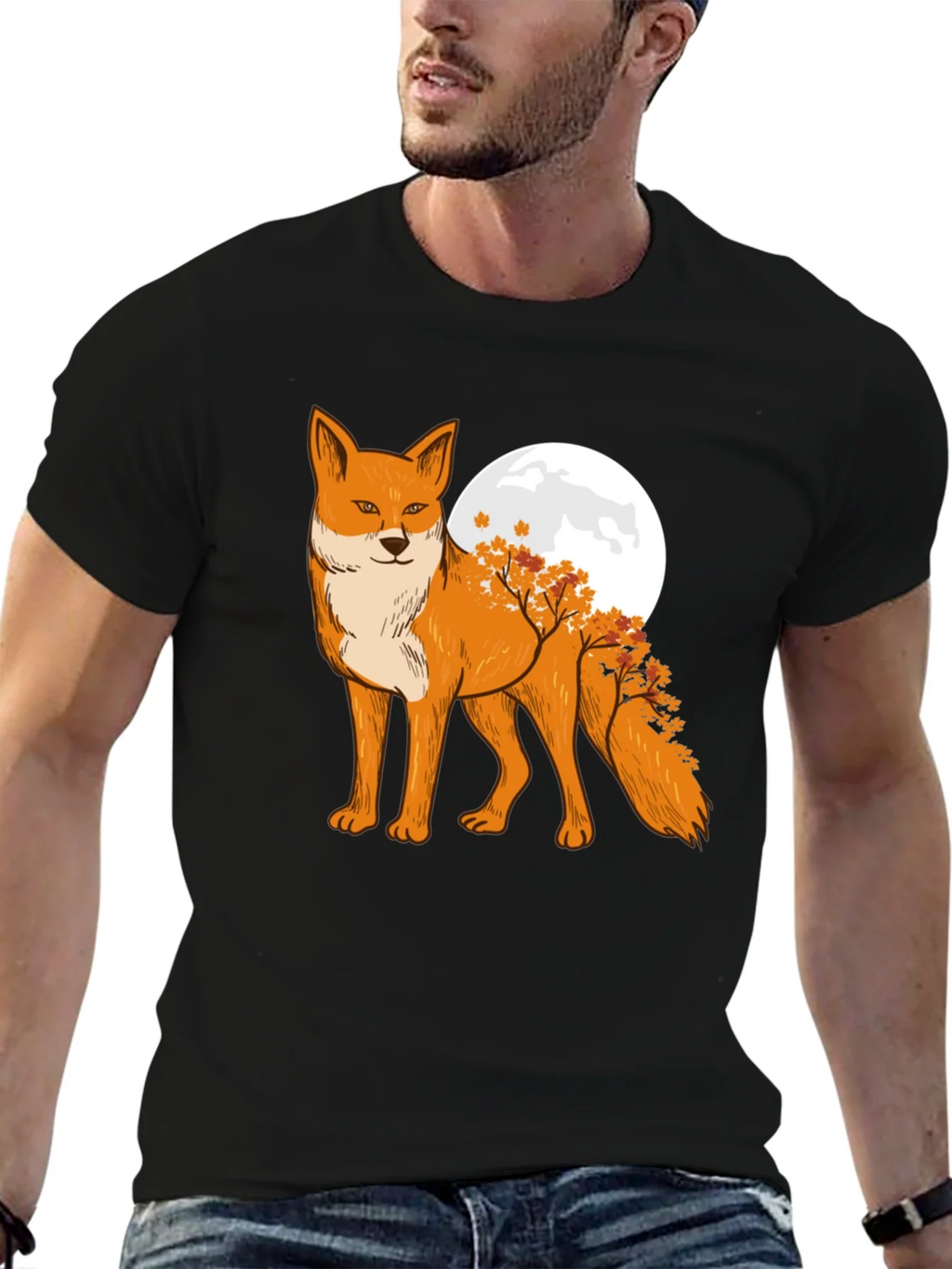 Fox & Moon Graphic Tee - Unique Nature Design