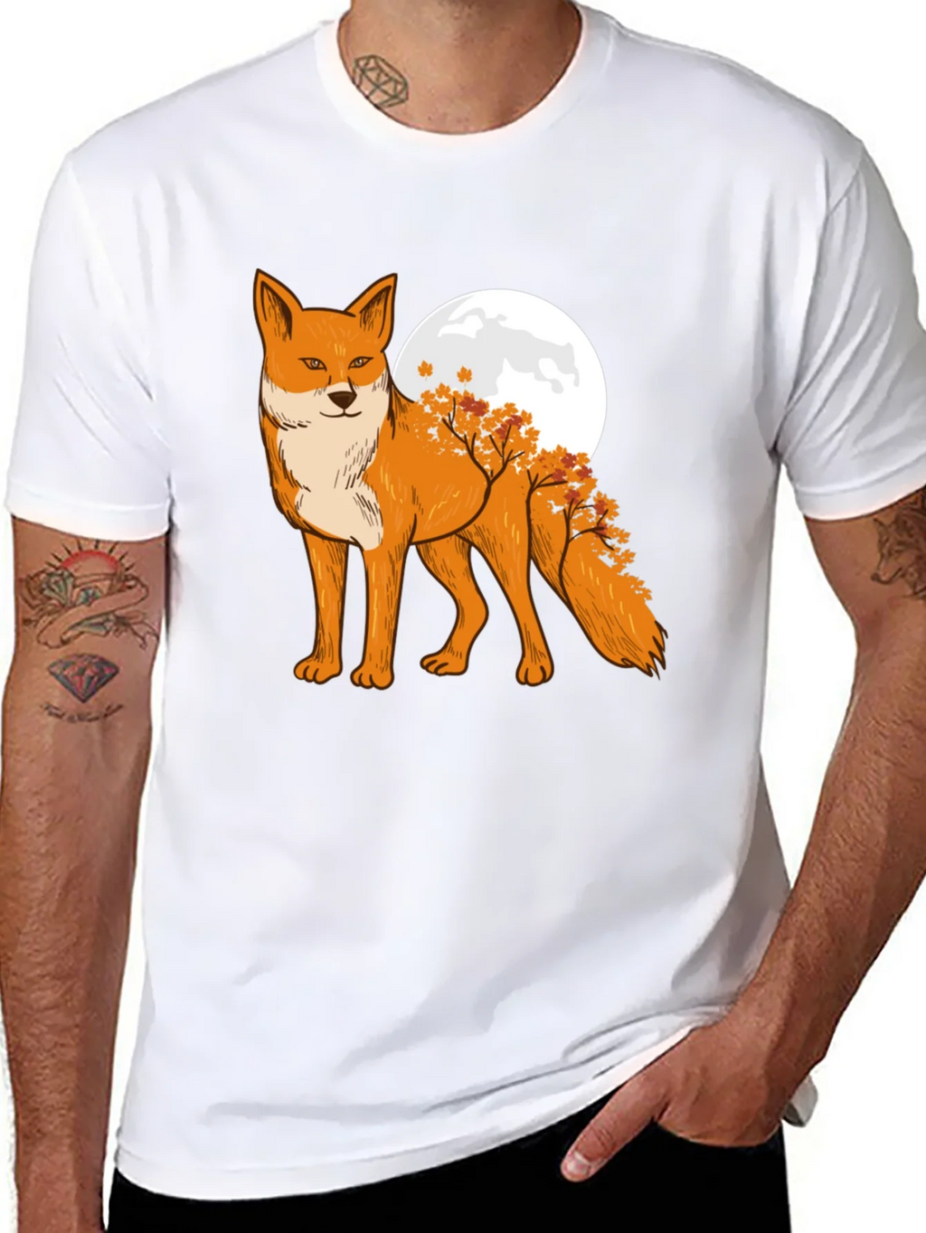 Fox & Moon Graphic Tee - Unique Nature Design