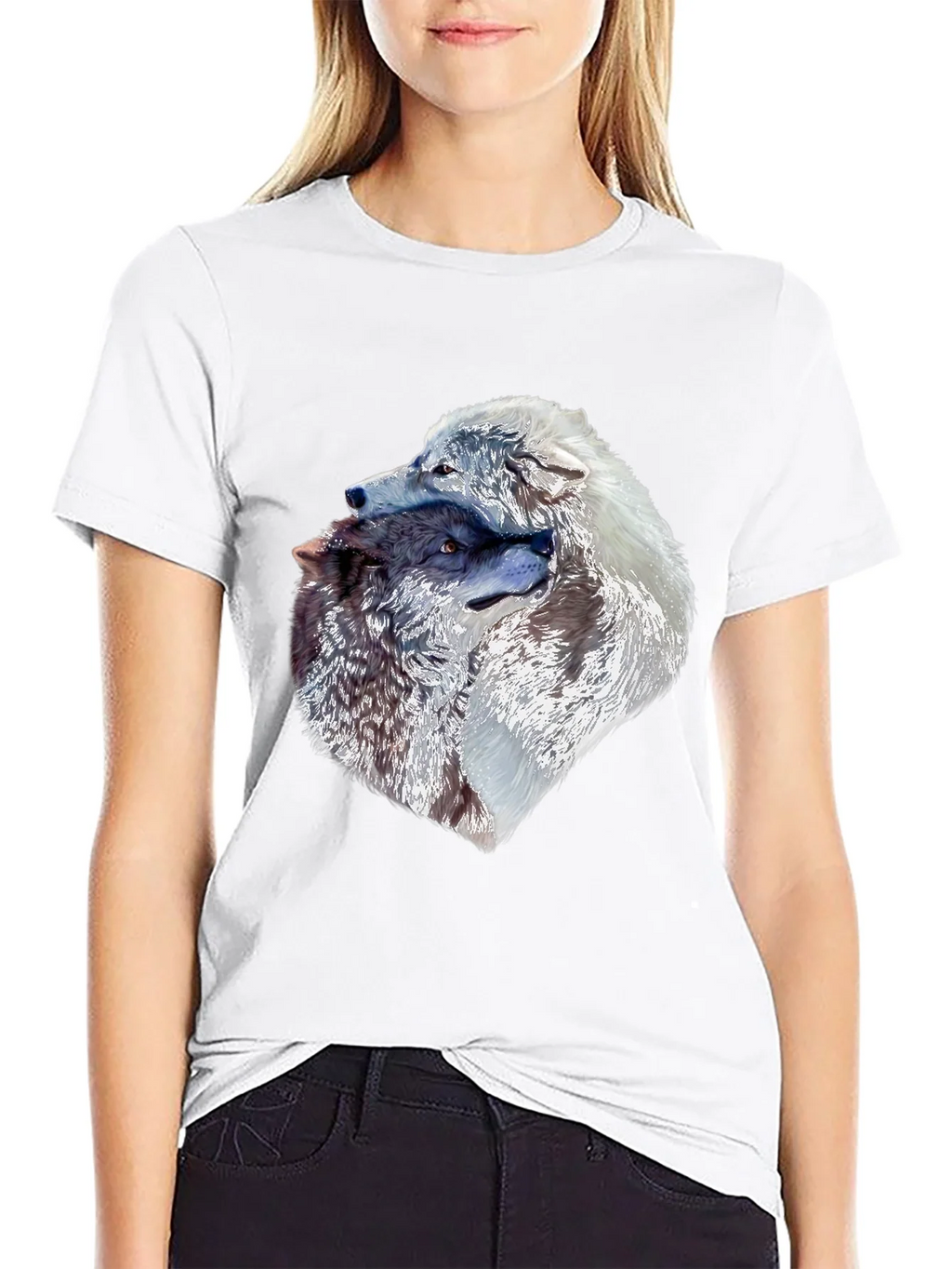 Wolves Head Graphic Black T-Shirt