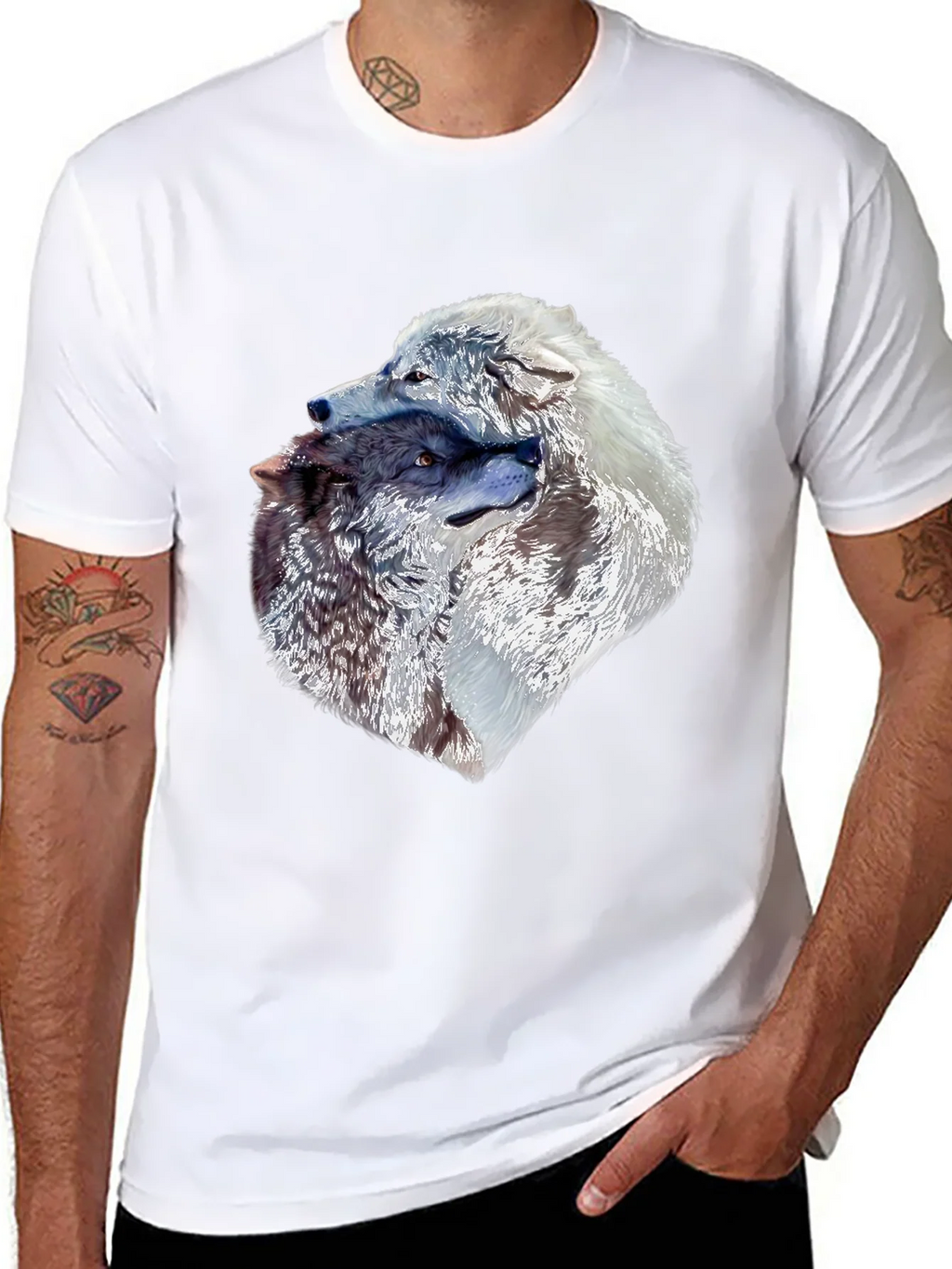 Wolves Head Graphic Black T-Shirt