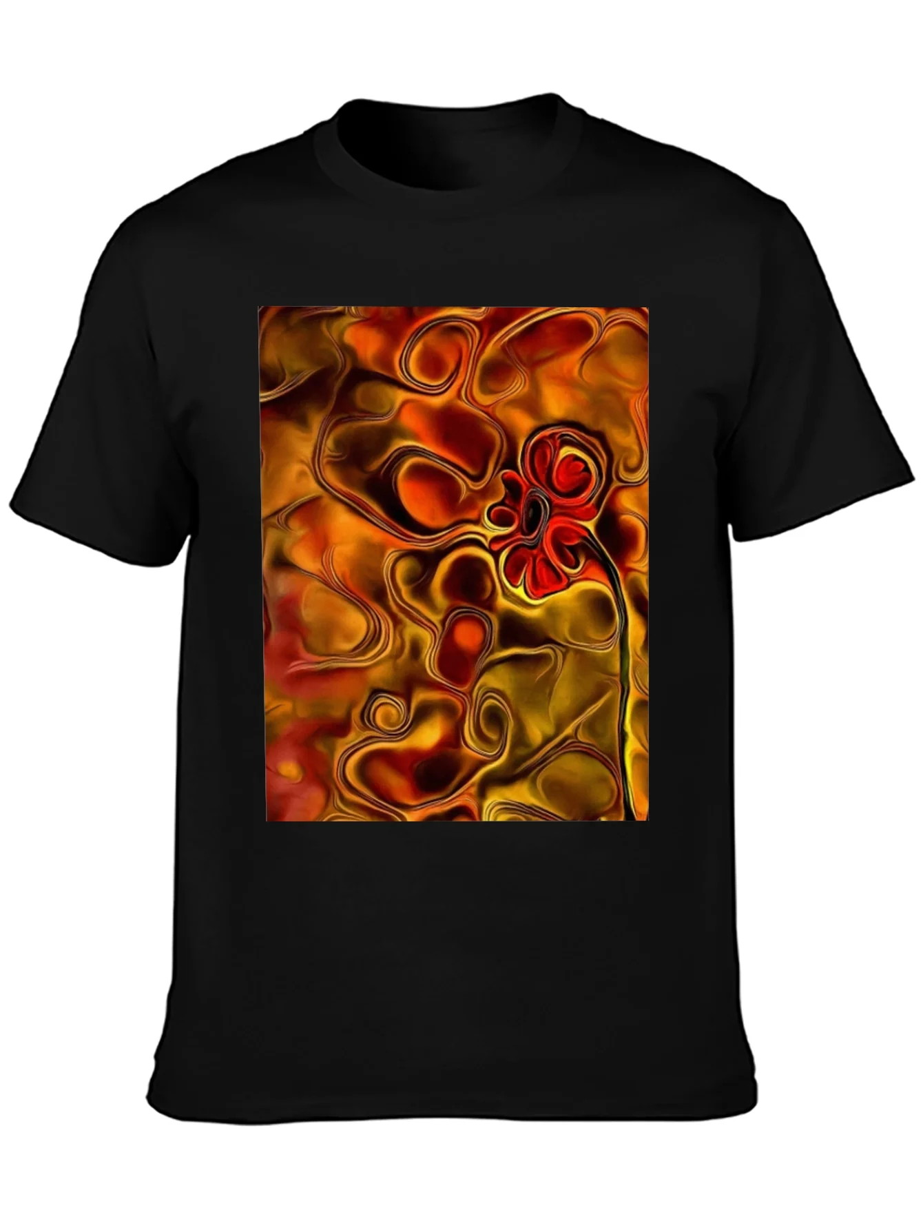 Abstract Flower Graphic Black T-Shirt