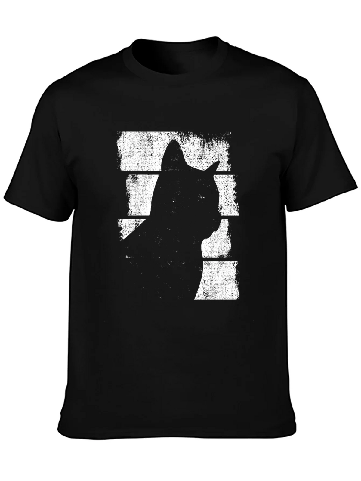 Cool Cat Silhouette Graphic Tee - Black