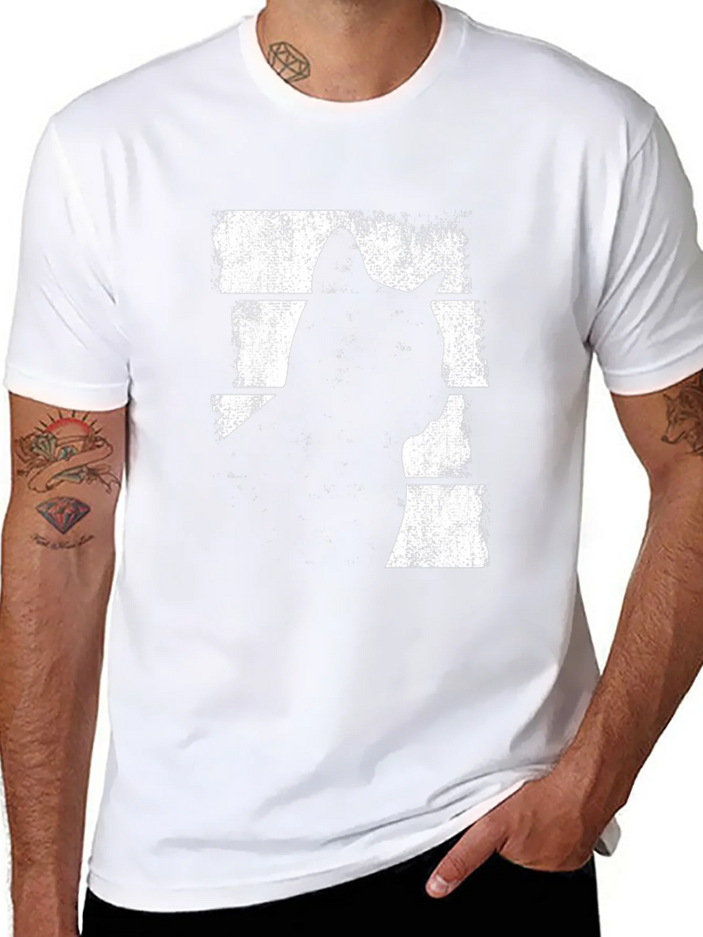 Cool Cat Silhouette Graphic Tee - Black