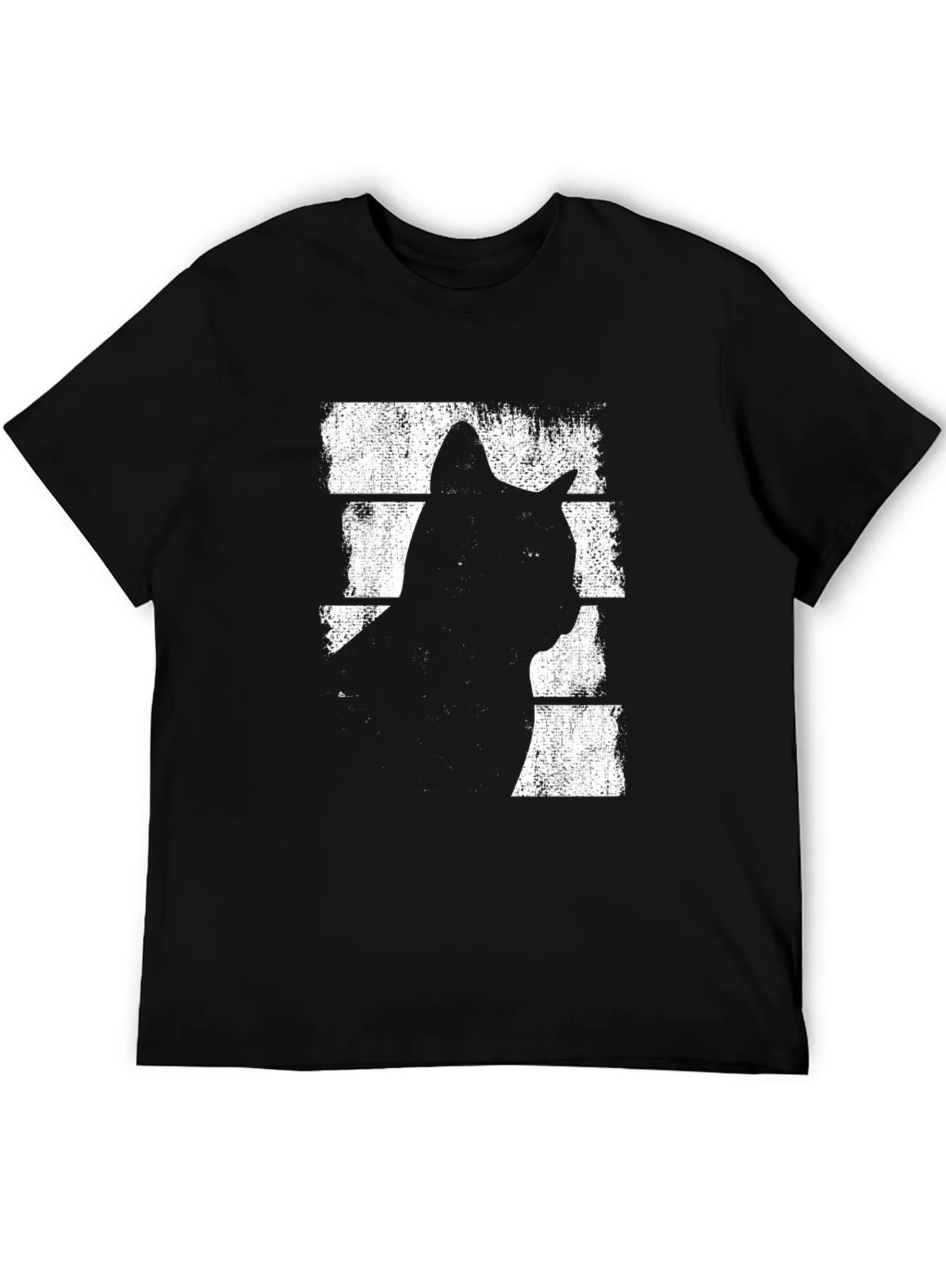 Cool Cat Silhouette Graphic Tee - Black