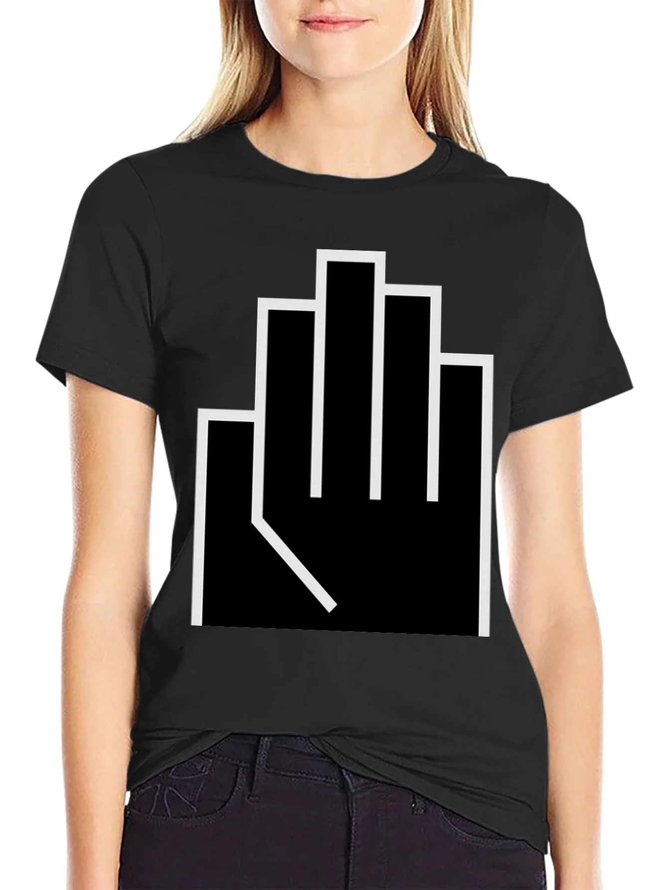 Geometric Middle Finger Graphic T-Shirt