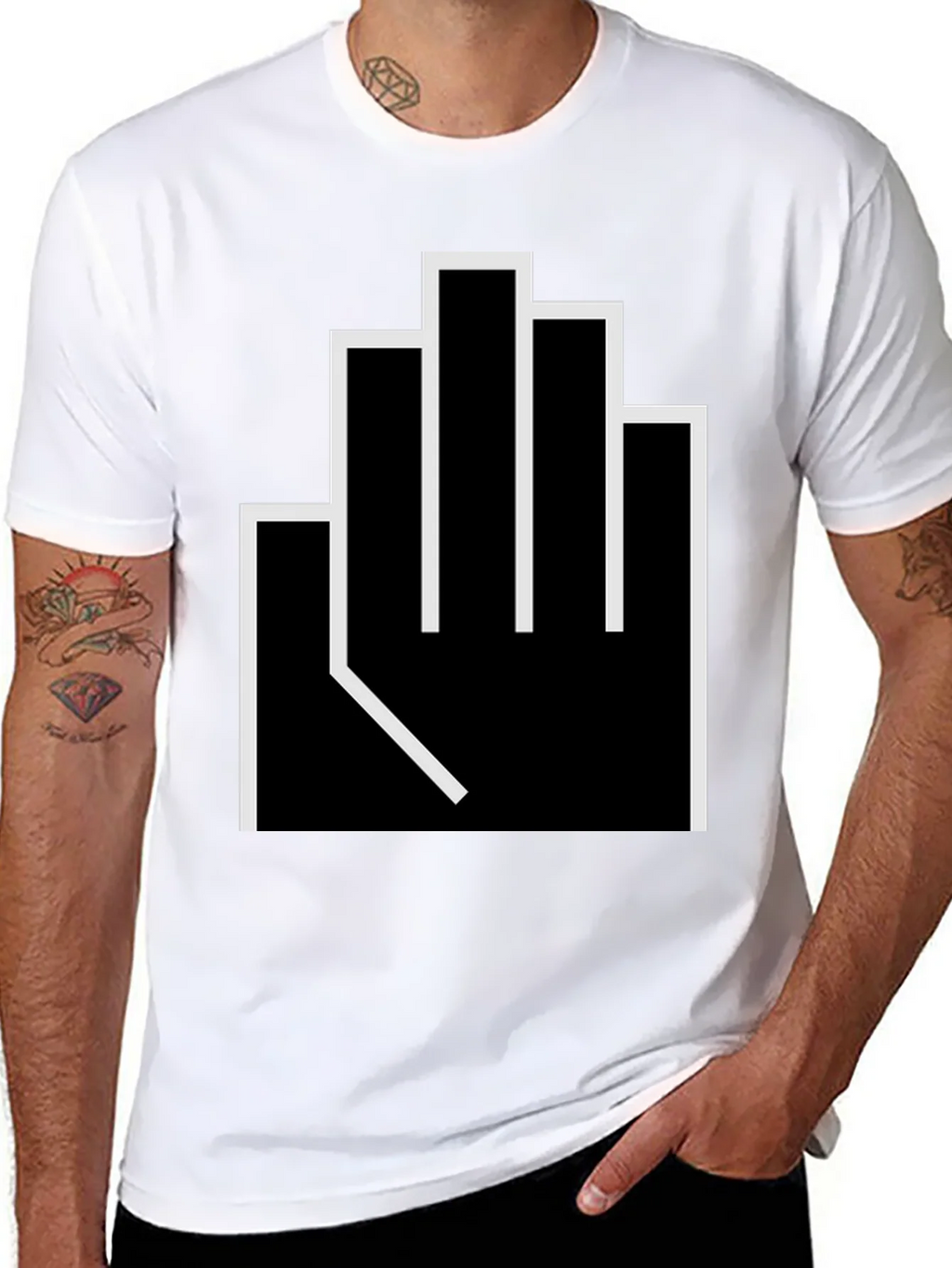Geometric Middle Finger Graphic T-Shirt