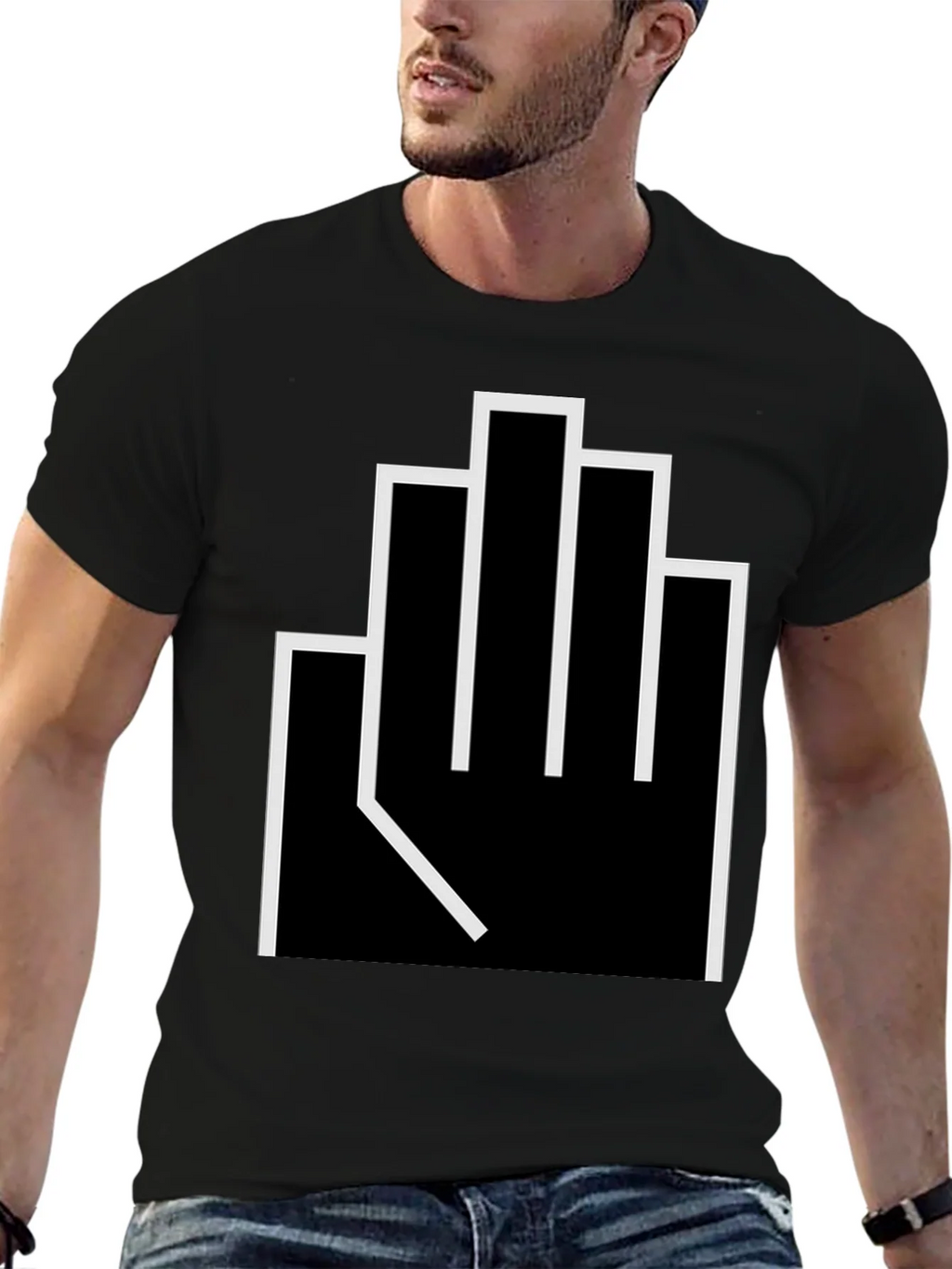 Geometric Middle Finger Graphic T-Shirt