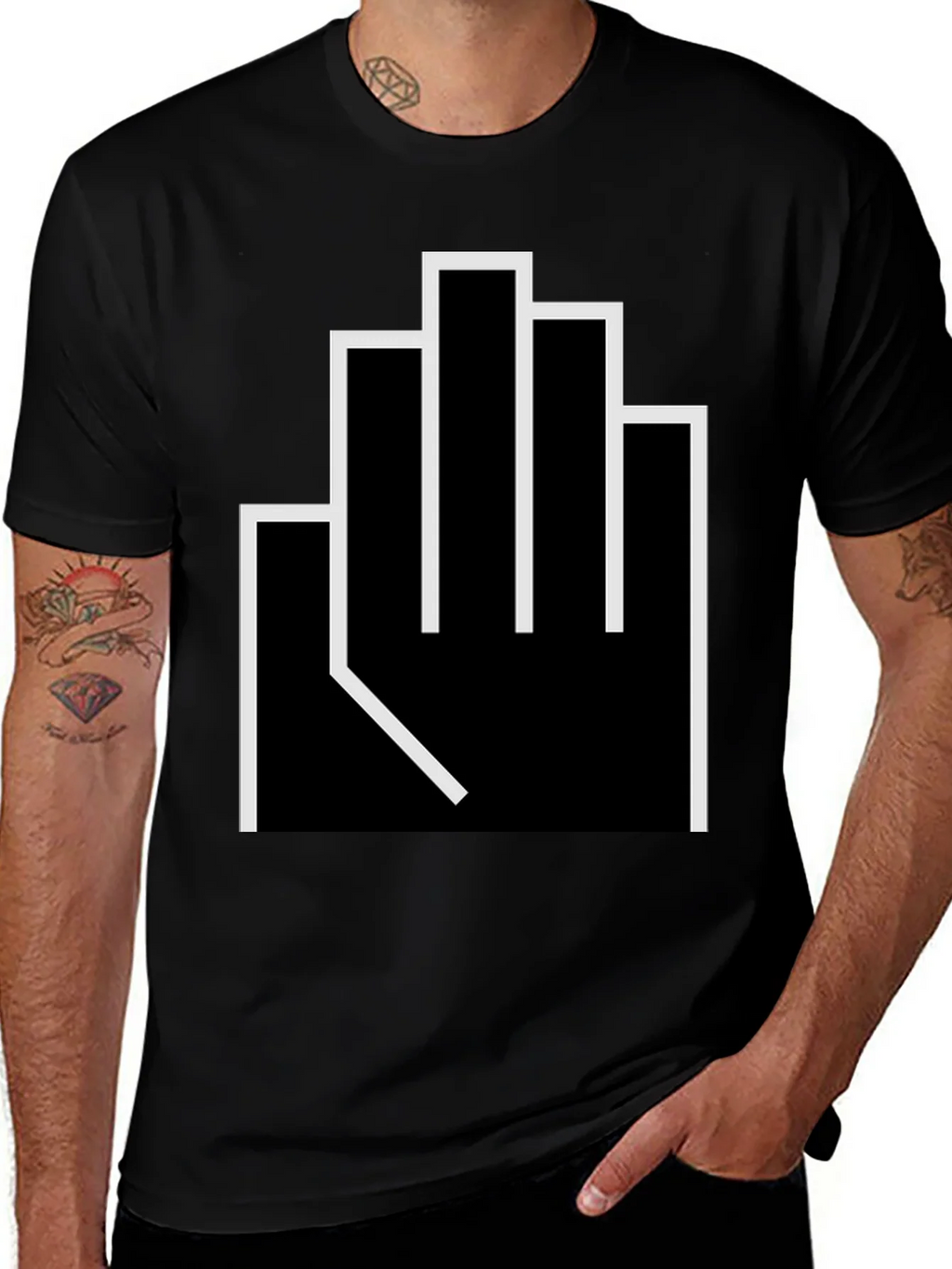 Geometric Middle Finger Graphic T-Shirt