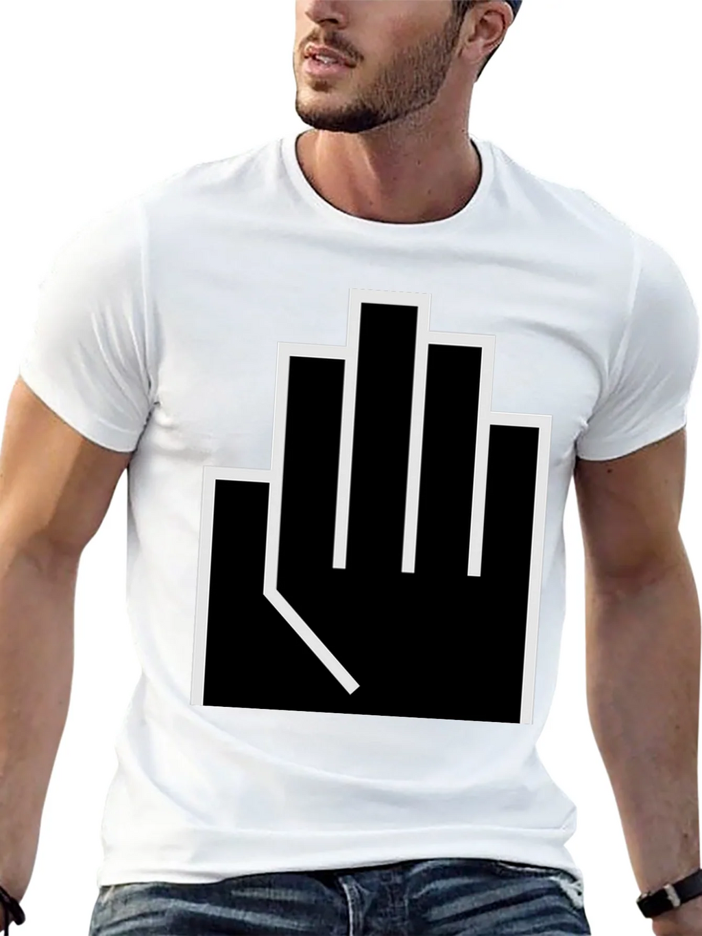 Geometric Middle Finger Graphic T-Shirt